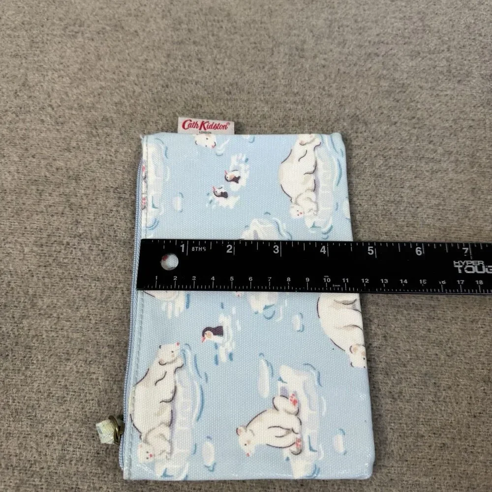 Cath Kidson Cosmetic Makeup Bag 7X4.5 Blue Polar Bear Print Limited Edition